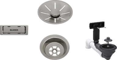 BLANCO Pribor SATIN PLATINUM InFino set 1x3,5" (čašica, InFino ukrasna rozeta, C-overflow preljev komplet), bez dalj.upr.